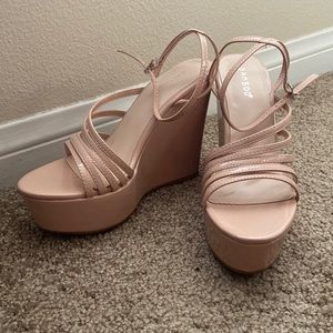 Nude Patent Leather Wedges